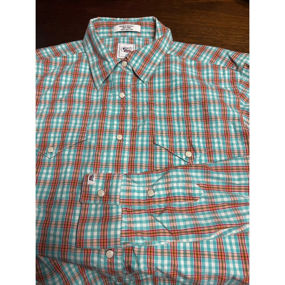 Cruel Girl Denim Festival Western Cowgirl Pearl Snap Shirt Women Medium Aztec